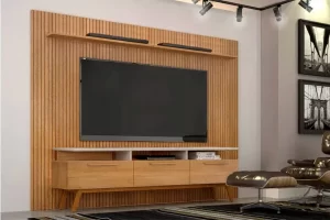 Painel Frisado Curitiba + Rack São Paulo TV até 75″ Cinamomo-Off Valdemoveis