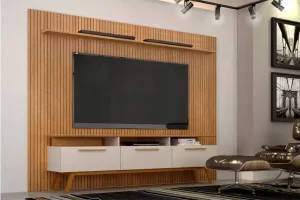 Painel Frisado Curitiba + Rack São Paulo TV até 75″ Off/Cinamomo Valdemoveis