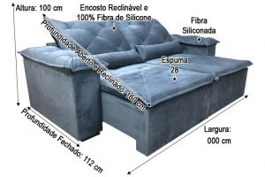 Sofá Retrátil Cinza de 2.10 m de Largura – Modelo Zuqui em Rio de Janeiro