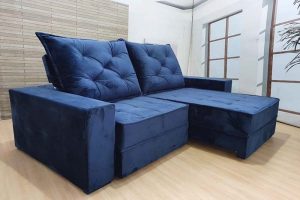 Sofá Retrátil Reclinável 2.30m - Modelo Star Azul