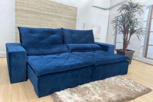 Sofá Retrátil Reclinável 2.30m - Modelo Ômega Azul
