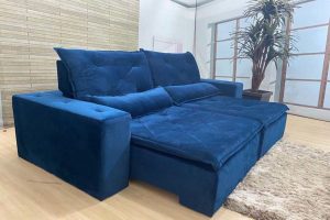 Sofá Retrátil Reclinável 2.30m - Modelo Estácio Azul