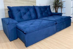 Sofá Retrátil Reclinável 2.30m - Modelo Loreto Azul
