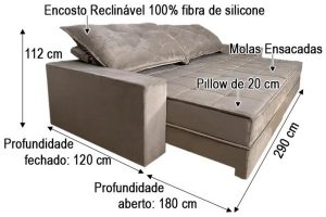 Sofá Retrátil Reclinável 2.90m - Modelo Apolo Bege