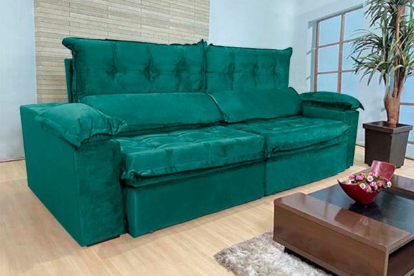Sofá Retrátil Reclinável 2.50m - Modelo Toronto Verde