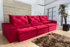 Sofá Retrátil Reclinável 2.90m - Modelo Estácio Vermelho
