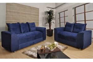 Sofá de 2 e 3 Azul Lugares 1,40cm de Largura Modelo Porto